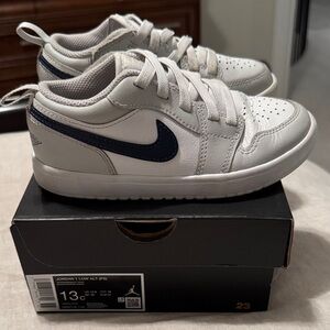 Jordan Kids' White and Navy Sneakers